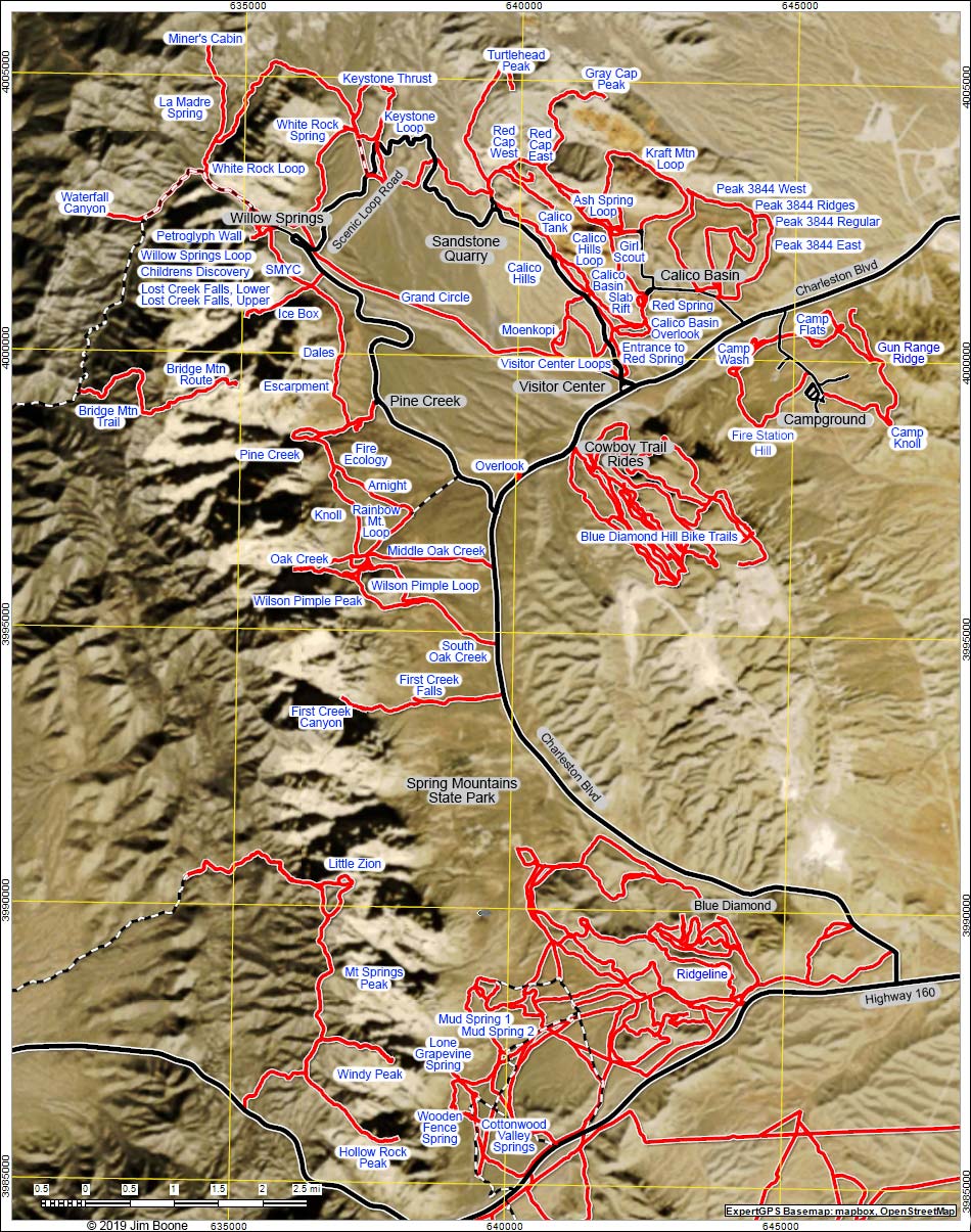 Red Rock Canyon NCA Hiking Areas Map