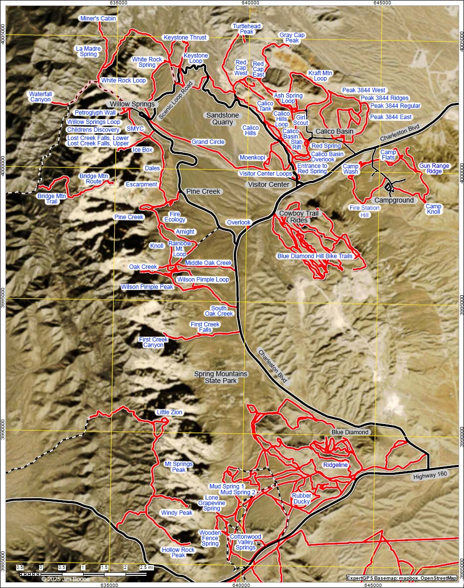 Red Rock Canyon NCA Hiking Areas Map