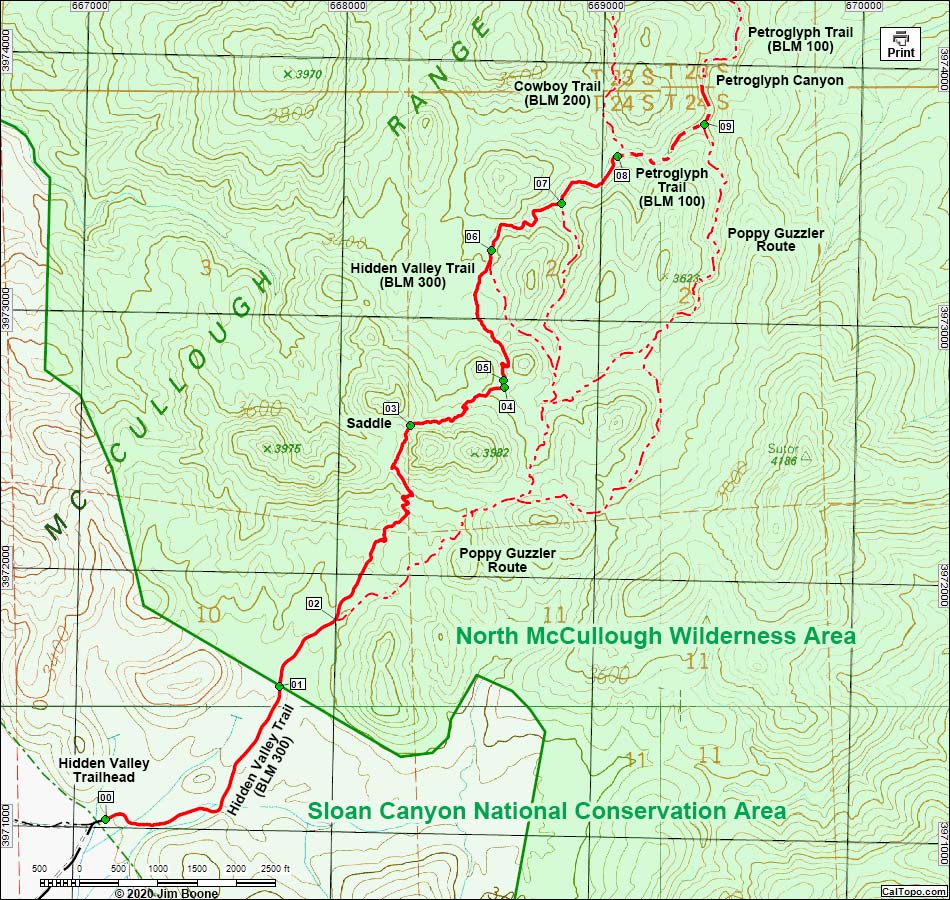 Hidden Valley Trail (BML 300) Map