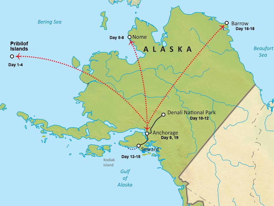Alaska Birding Trip Map