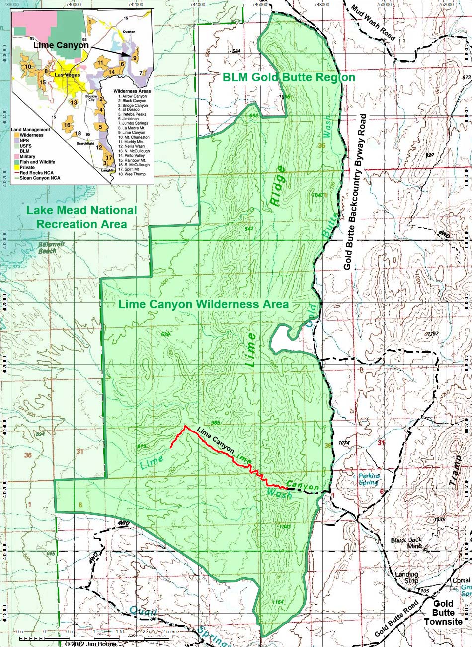 Lime Canyon Wilderness Area Map