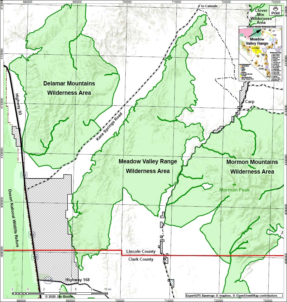 Meadow Valley Range Wilderness Area Map