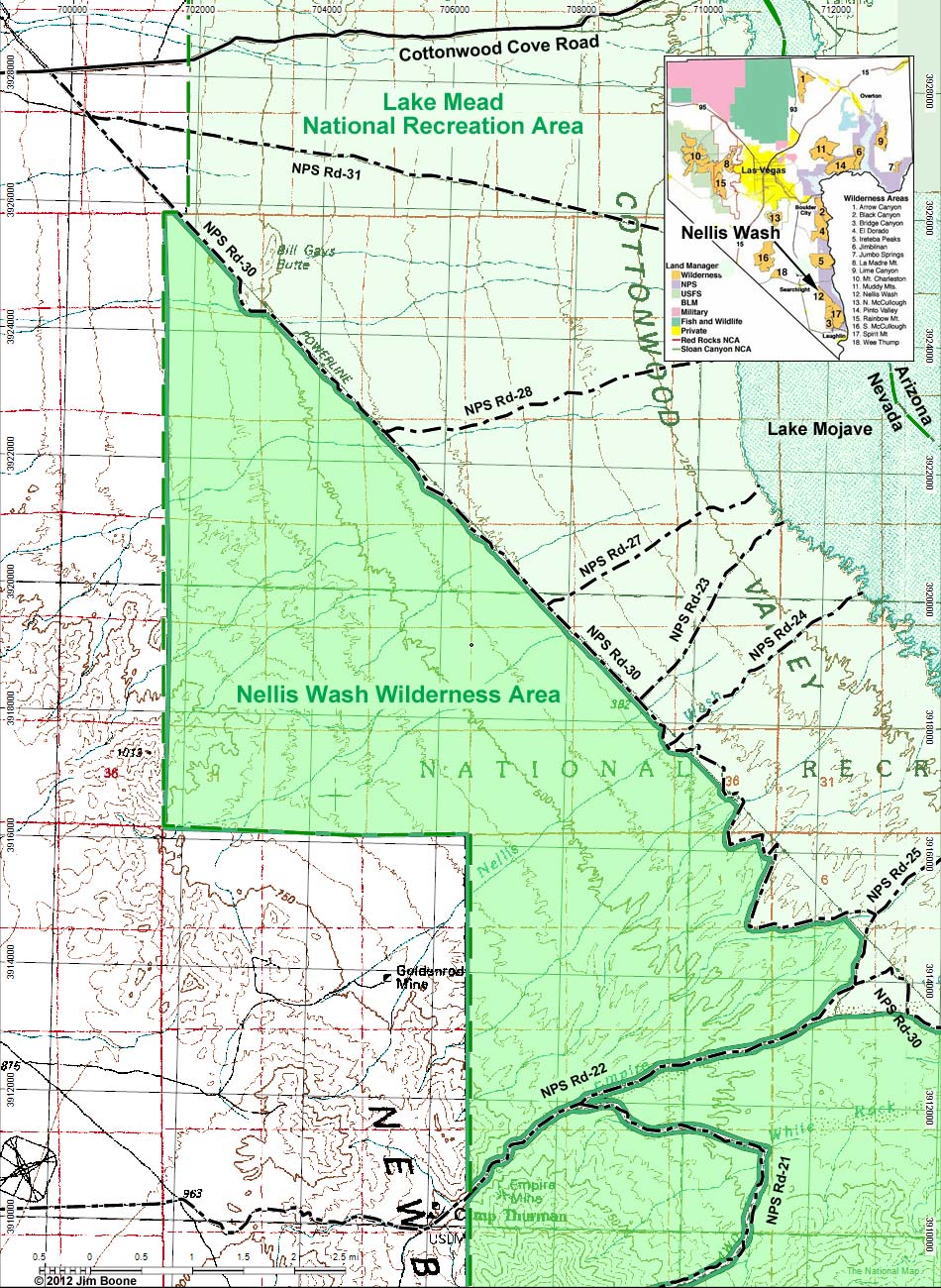 Nellis Wash Wilderness Area Map