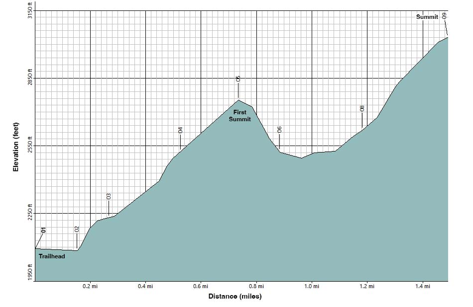 Death Valley Buttes Elevation Profile