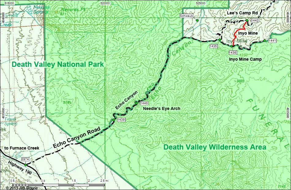 Backroads Around Las Vegas, Death Valley, Echo Canyon Road Map
