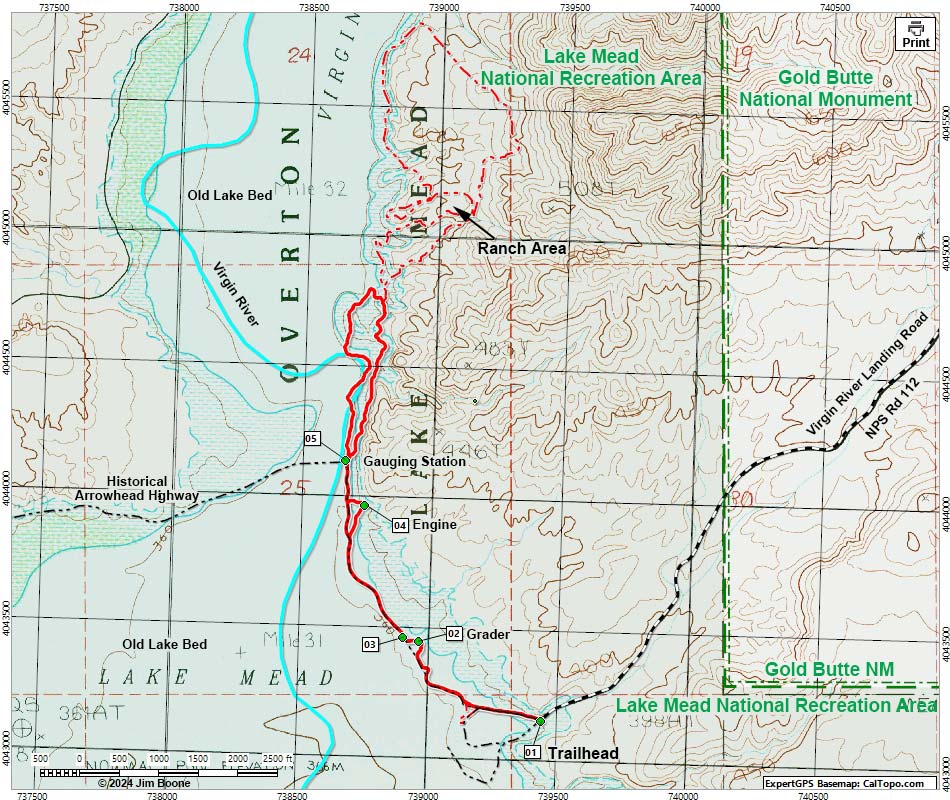 Hiking Around Las Vegas, Gold Butte National Monument, Gentry Ranch Map