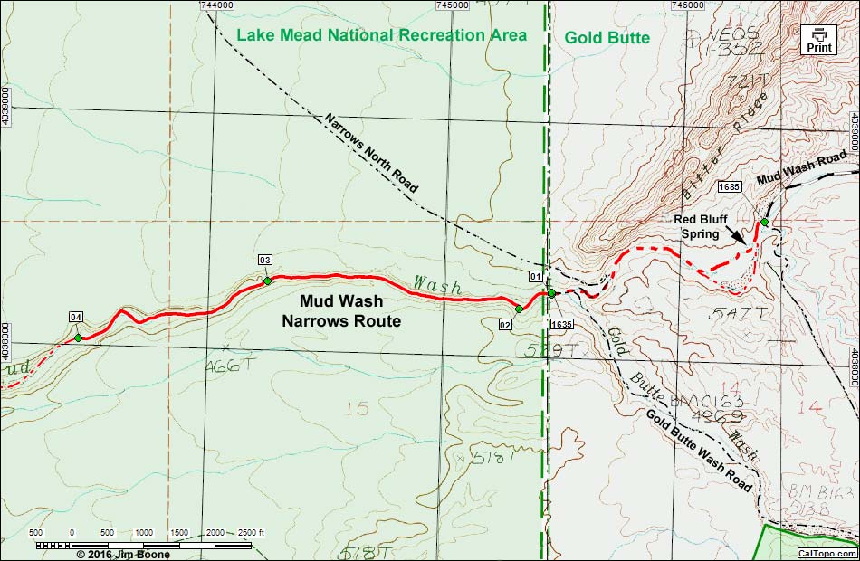 Mud Wash Narrows Map