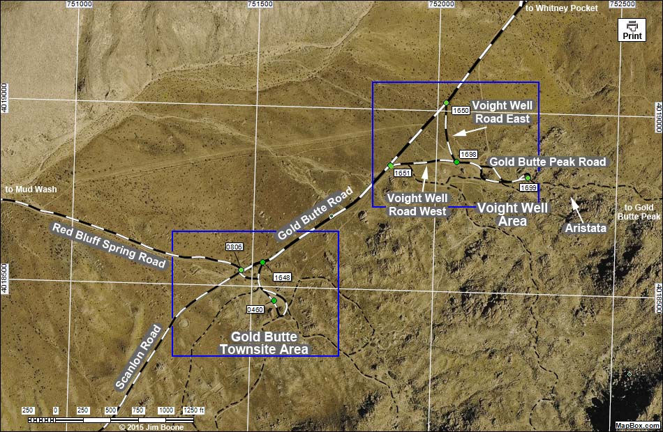 Gold Butte Townsite Aerial Photo Map