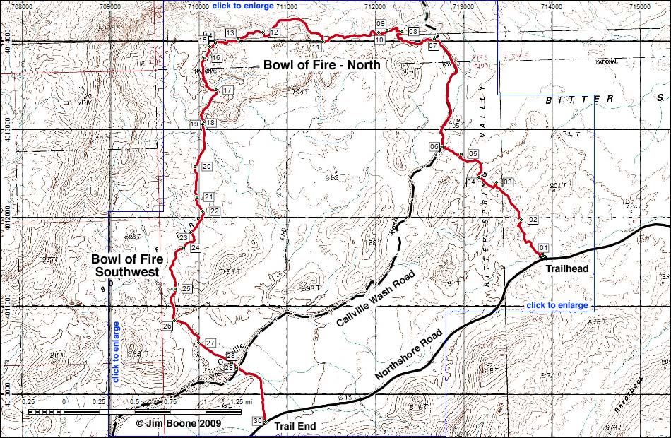 Bowl of Fire North Hiking Map
