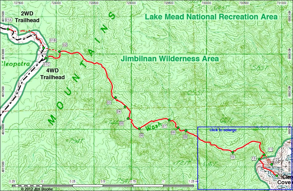 Cleopatra Wash Route Map