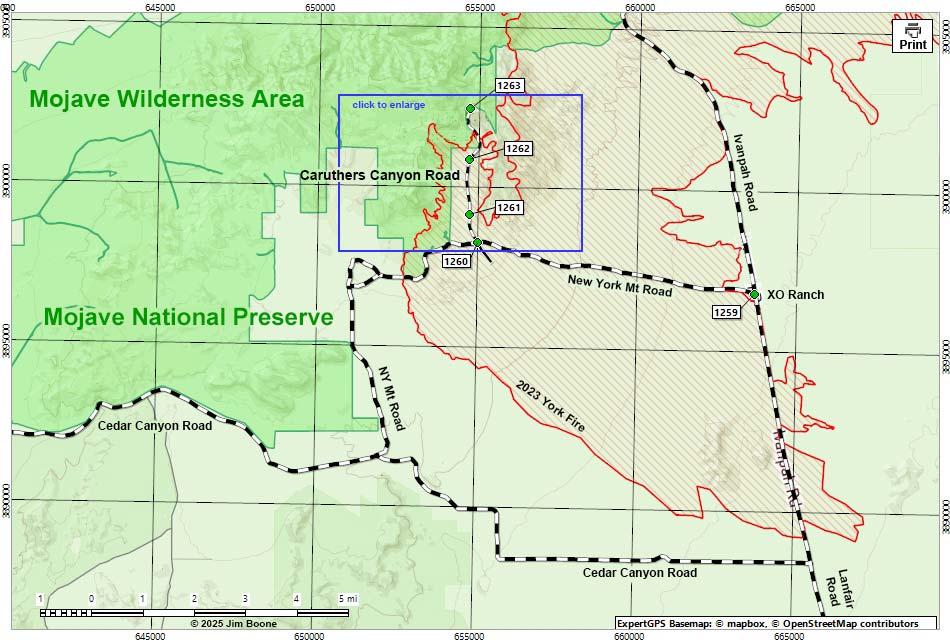 Caruthers Canyon Route Map