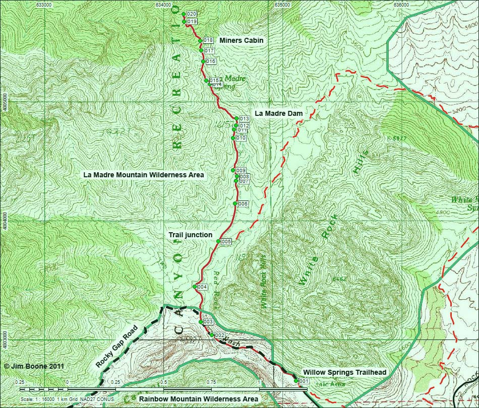 La Madre Miner's Cabin Map