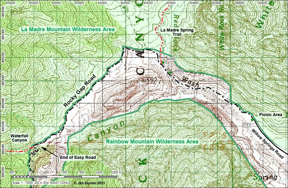 Backroads Around Las Vegas, Red Rock Canyon NCA, Rocky Gap Road Map