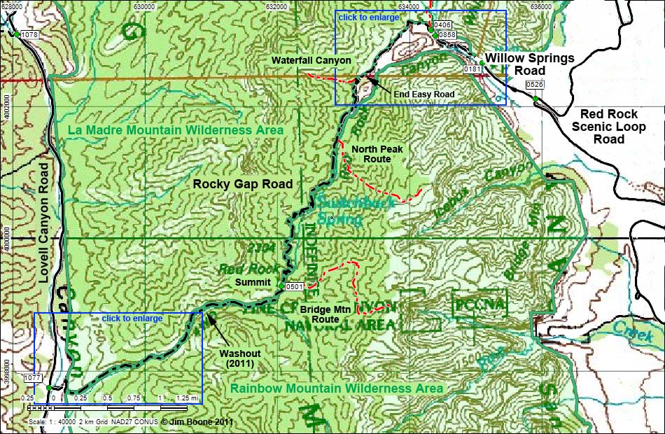 Backroads Around Las Vegas, Red Rock Canyon NCA, Rocky Gap Road Map