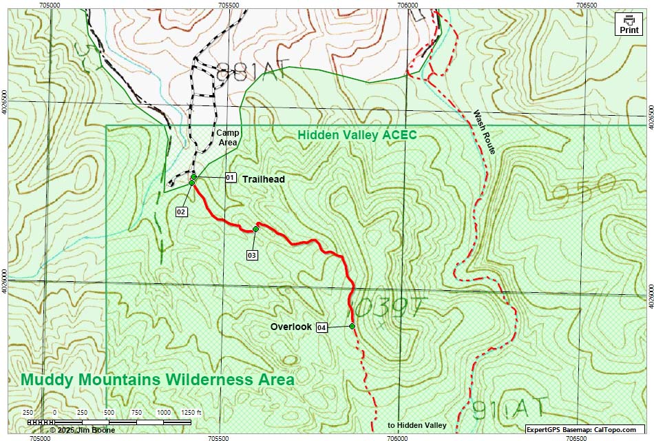 Hidden Valley Overlook Route Map
